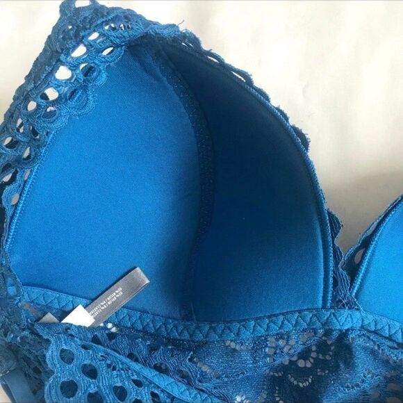 Aerie Lace Bralette SZ Small Blue Adjustable Straps Padded Coquette Feminine EUC - Picture 5 of 10